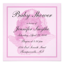 Invitation victorienne rose de baby shower d'ange