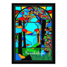 Invitation Vintage Colourful Stained Glass