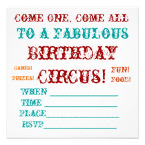 Invitation vintage d'anniversaire de cirque invitations