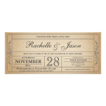 Invitation vintage de billet de mariage