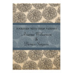 Invitation vintage de mariage de Zinnia, bleu