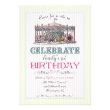 Invitation vintage de partie de carrousel