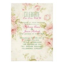 invitation vintage floral de mariage de rose éléga