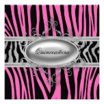 Invitations assez roses de Quinceanera de zèbre