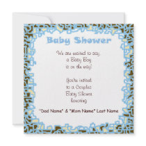 Invitations Baby Boy Baby Shower Blue Brown Cards