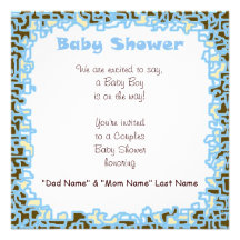Invitations Baby Boy Baby Shower Blue Brown Cards