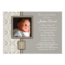 Invitations beiges enes ivoire de baptême de photo