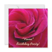 Invitations Birthday Party Pink Rose Flower Cards