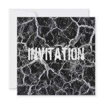 Invitations Black & White Style Crackle