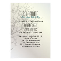Invitations blanches de mariage d'arbre moderne d'