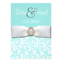 Invitations bleues 5x7 de mariage de Tiffany