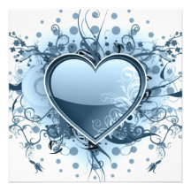 Invitations bleues de coeur d'Emo