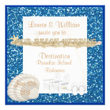 Invitations bleues de mariage de plage de mer