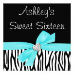 Invitations bleues turquoises du bonbon 16 à diama