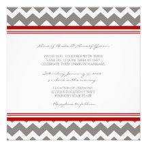Invitations Chevron gris rouge de mariage