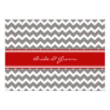 Invitations Chevron rouge gris de mariage