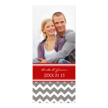 Invitations Chevron rouge gris de mariage de photo
