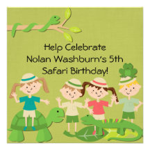 Invitations customisés d'anniversaire de safari d'