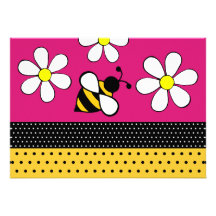 Invitations d'abeille de point de polka