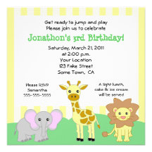 Invitations d'anniversaire d'animaux de bébé de ju