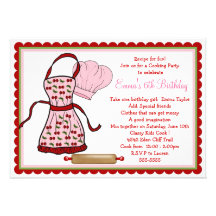 Invitations d'anniversaire de chapeau de tablier e