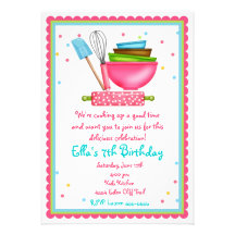 Invitations d'anniversaire de cuisine de cuisine