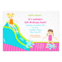 Invitations d'anniversaire de partie de l'eau de W
