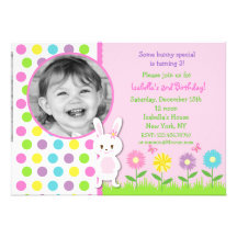 Invitations d'anniversaire de photo de lapin de Pâ