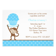 Invitations d'anniversaire de singe de petit gâtea
