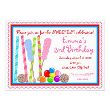 Invitations d'anniversaire de sucrerie