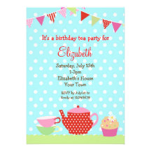 Invitations d'anniversaire de thé