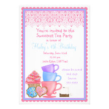 Invitations d'anniversaire de thé du pays des merv