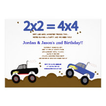 Invitations d'anniversaire des CAMIONS de MONSTRE 
