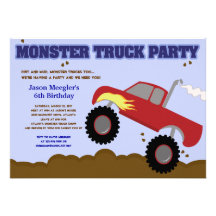 Invitations d'anniversaire du CAMION de MONSTRE 5x