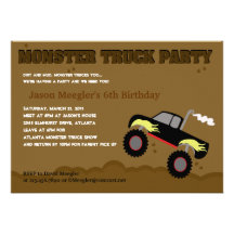 Invitations d'anniversaire du CAMION de MONSTRE 5x