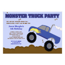 Invitations d'anniversaire du CAMION de MONSTRE 5x