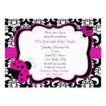 Invitations de baby shower de damassé de coccinell