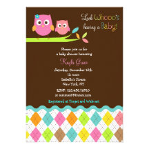 Invitations de baby shower de hibou