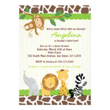 Invitations de baby shower de singe de jungle de s