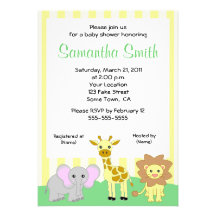 Invitations de baby shower des animaux 5x7 de bébé