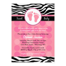 Invitations de baby shower d'impression de zèbre d