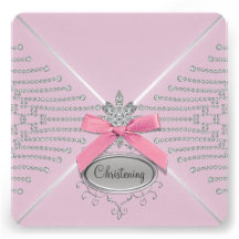 Invitations de baptême de rose d'arc de diamant