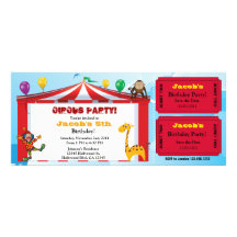 Invitations de billet d'anniversaire de cirque d'e