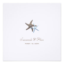 Invitations de carré de mariage de plage de couple