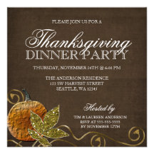 Invitations de dîner de thanksgiving