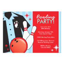 Invitations de fête d'anniversaire de bowling