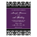 Invitations de fête d'anniversaire de damassé de p