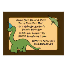 Invitations de fête d'anniversaire de DINO
