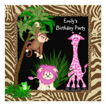 Invitations de fête d'anniversaire de safari de ju