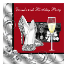 Invitations de fête d'anniversaire du rouge de la 
